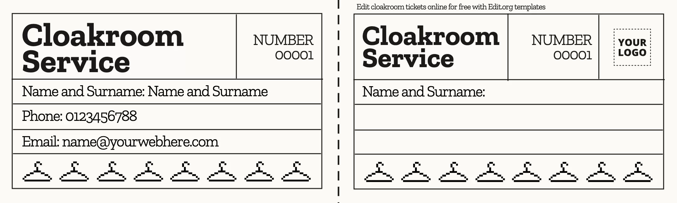 Customizable Coat Check Tickets templates