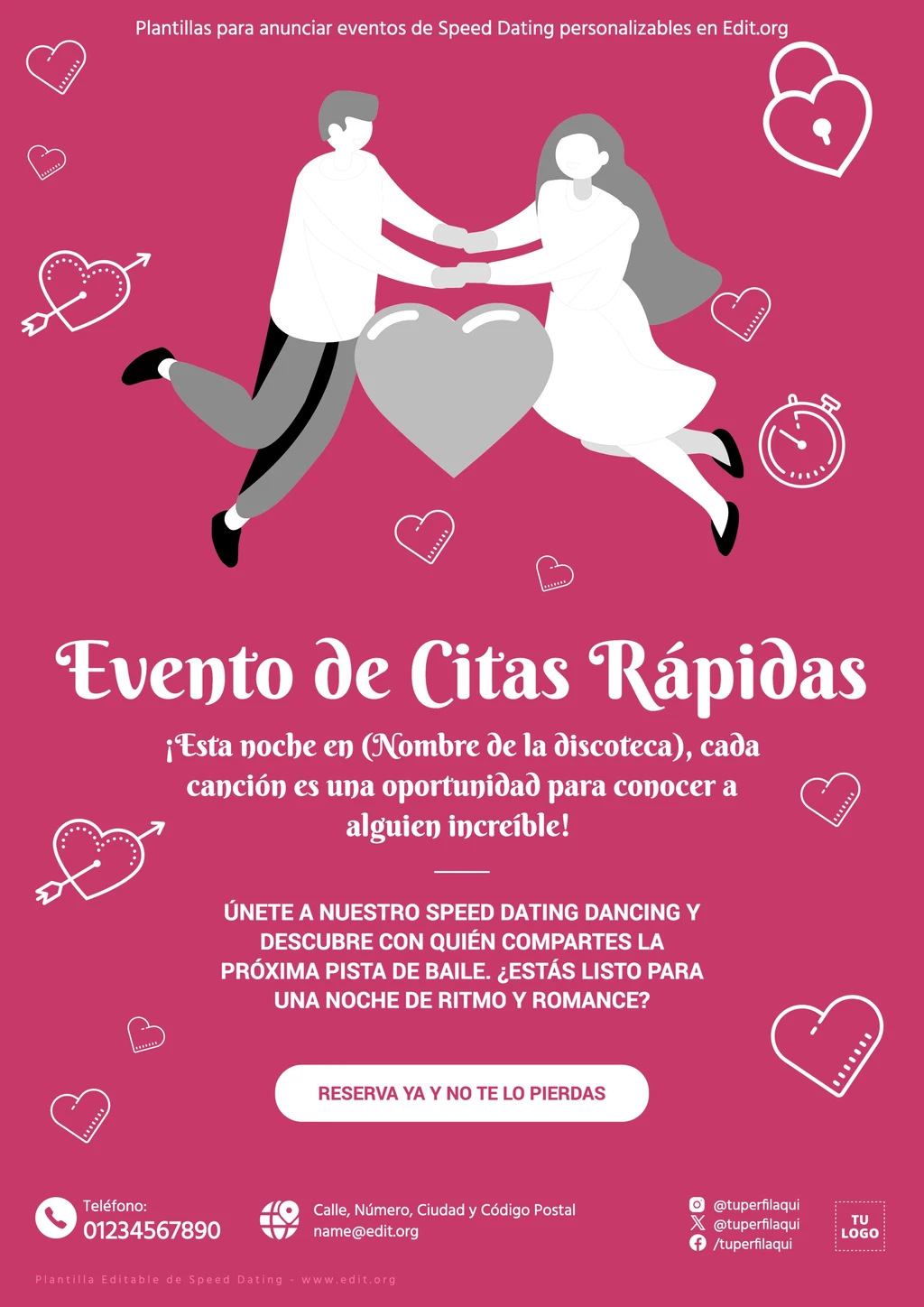 Folleto para evento de Speed Dating editable online