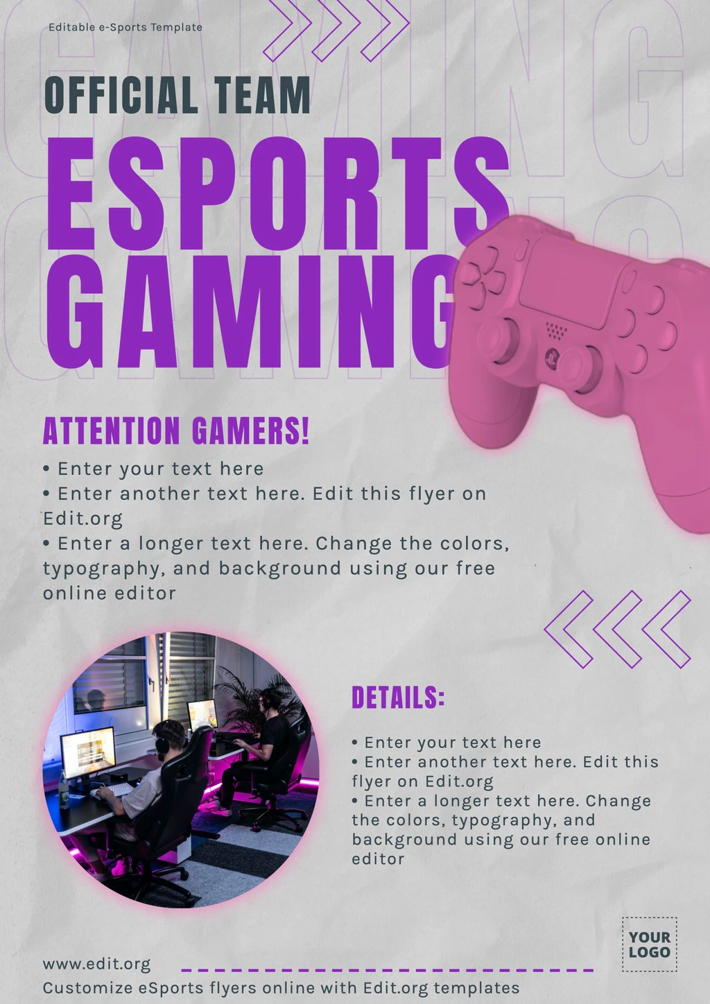 Editable eSport poster template for competitions and events