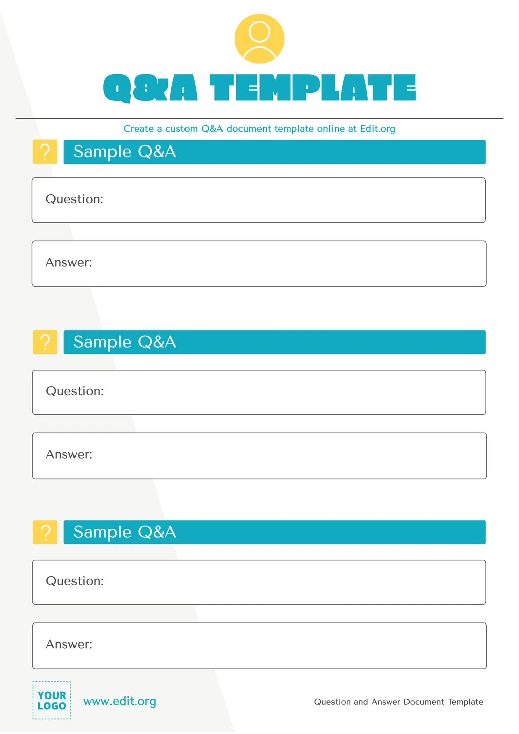Printable Q&A template free document