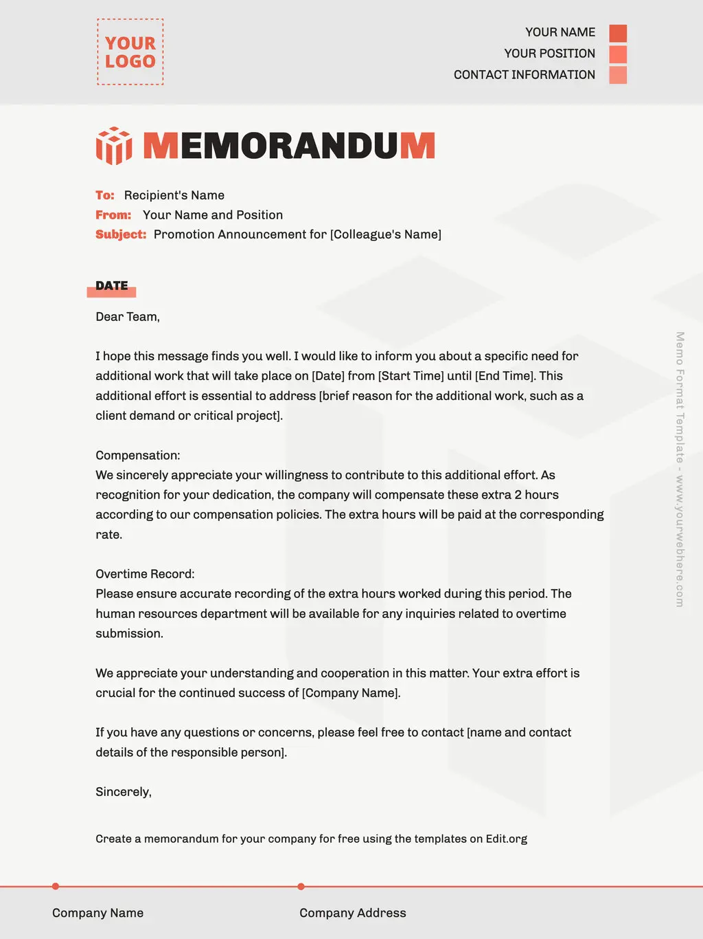 Sample Business Memo Templates Sample Business Memo Templates