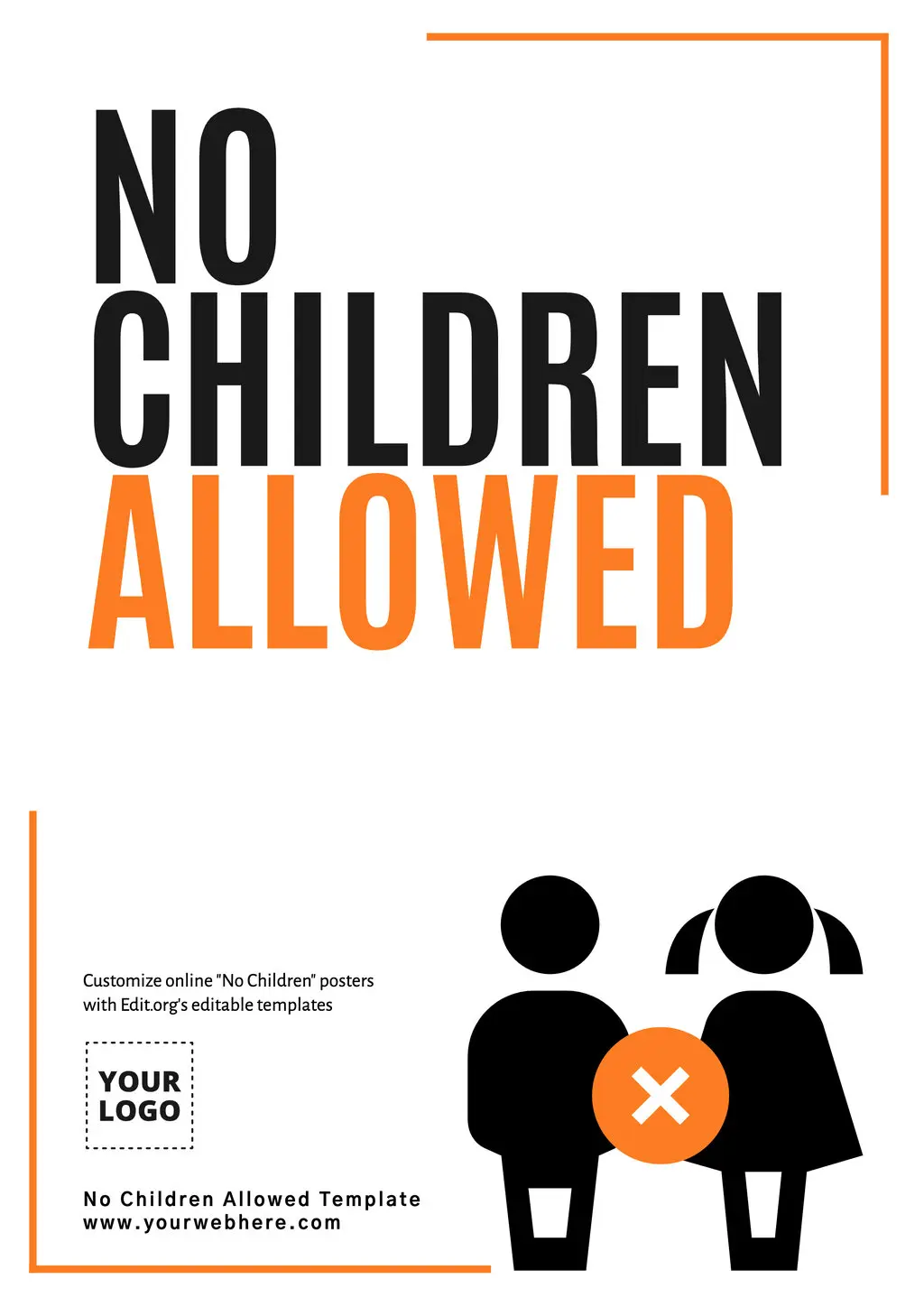 Customizable No Children poster template for free