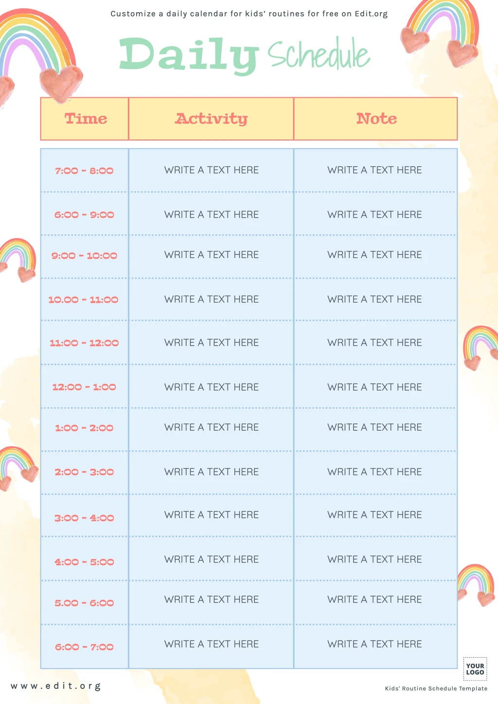 Downloadable Routine and Responsibility Chart for kids
