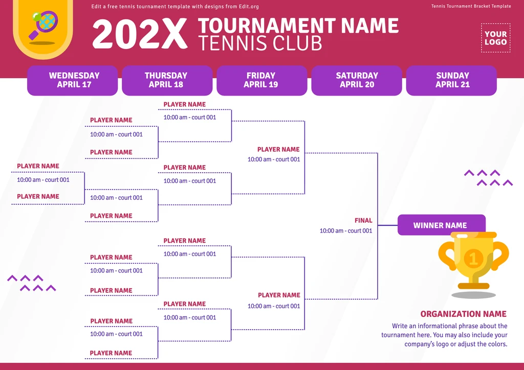 Online tennis tournament bracket generator
