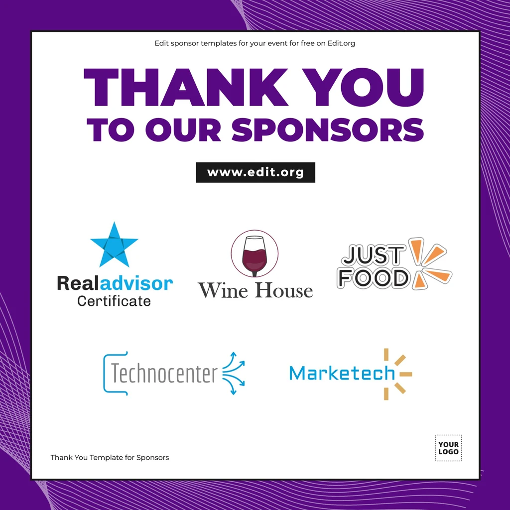 Customizable Thank You to our Sponsors template for free