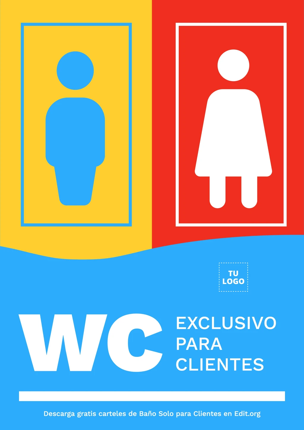 Cartel Baño Solo para Clientes editable para descargar