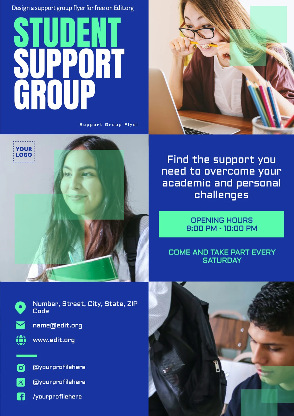 Free Student Support Group flyer template online