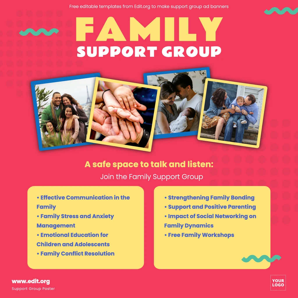Editable Family Support Group poster template