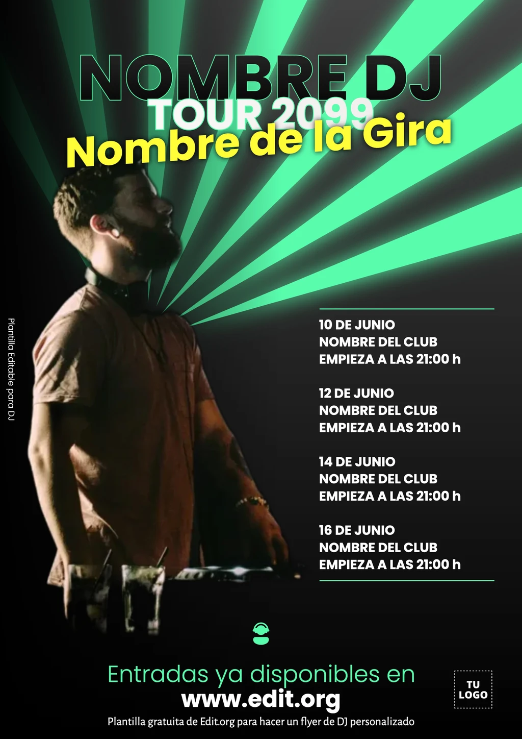 Plantilla Press Kit DJ gratis para descargar con fechas de tour