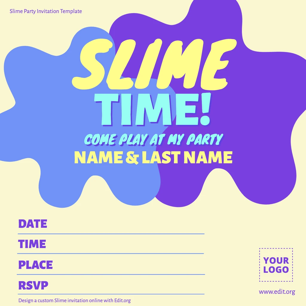 Printable Slime party invite template