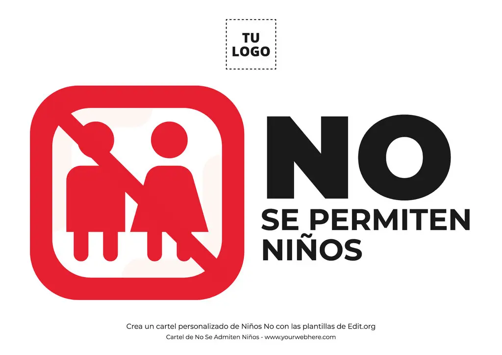 Cartel de No Se Permiten Niños para personalizar