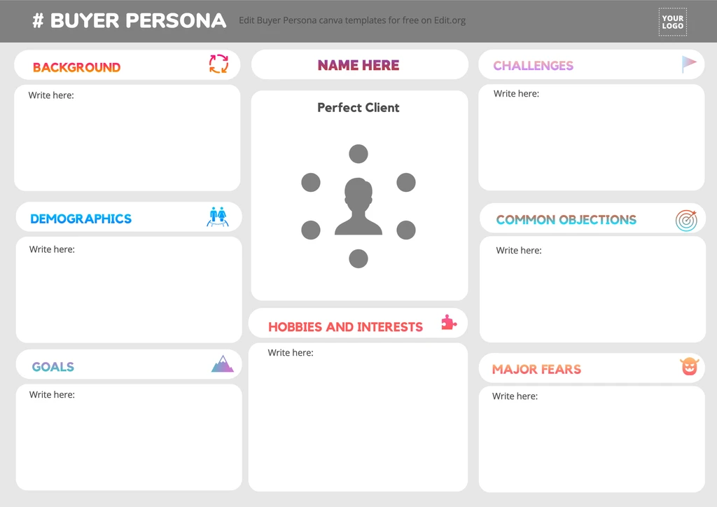 Custom Buyer Persona profile template to print