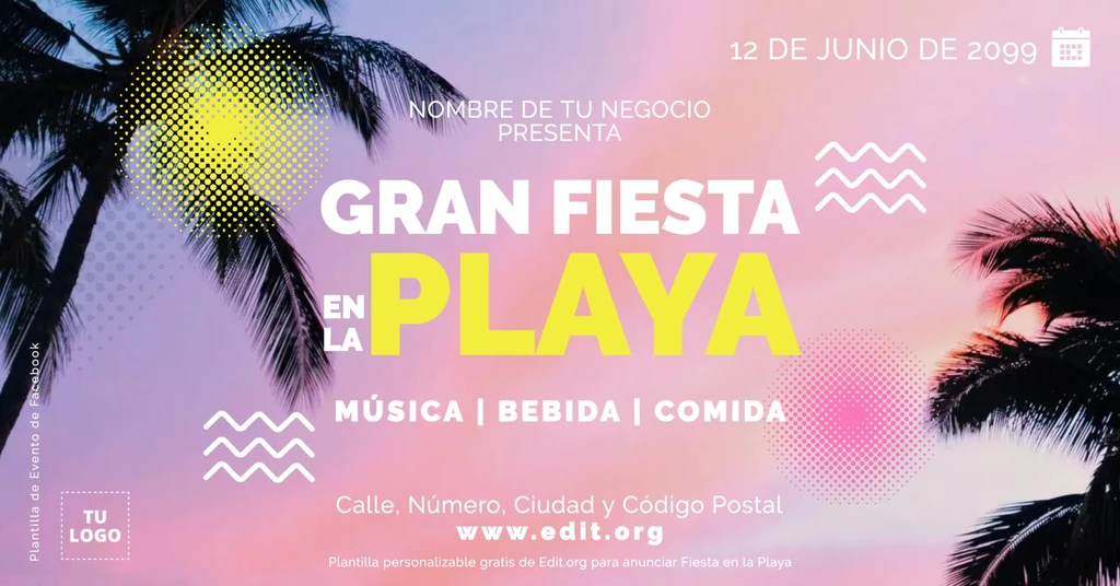 Póster Beach Party para editar gratis