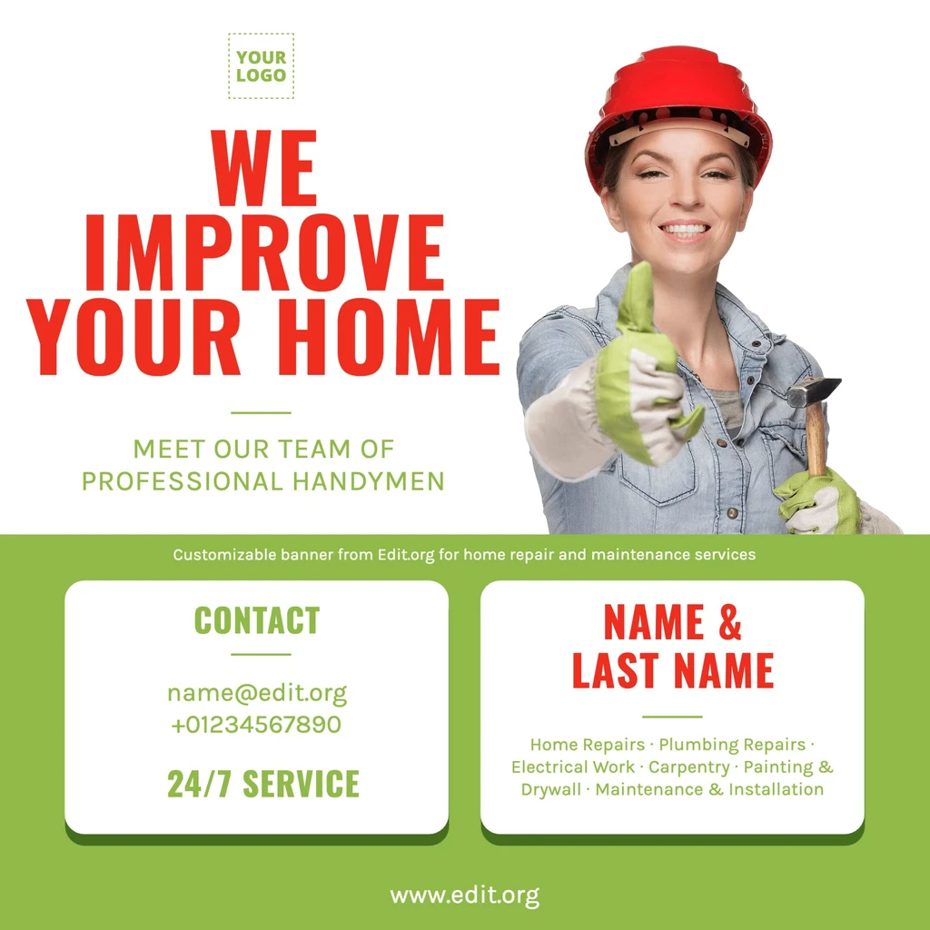 Online editable template for Handyman services