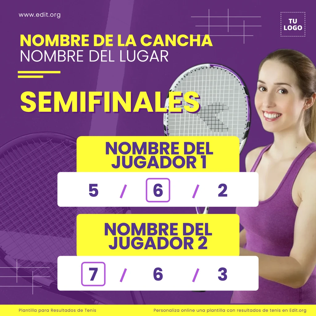 Plantilla banner tenis para resultados de competición