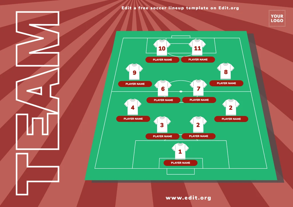 Editable soccer field position template to download