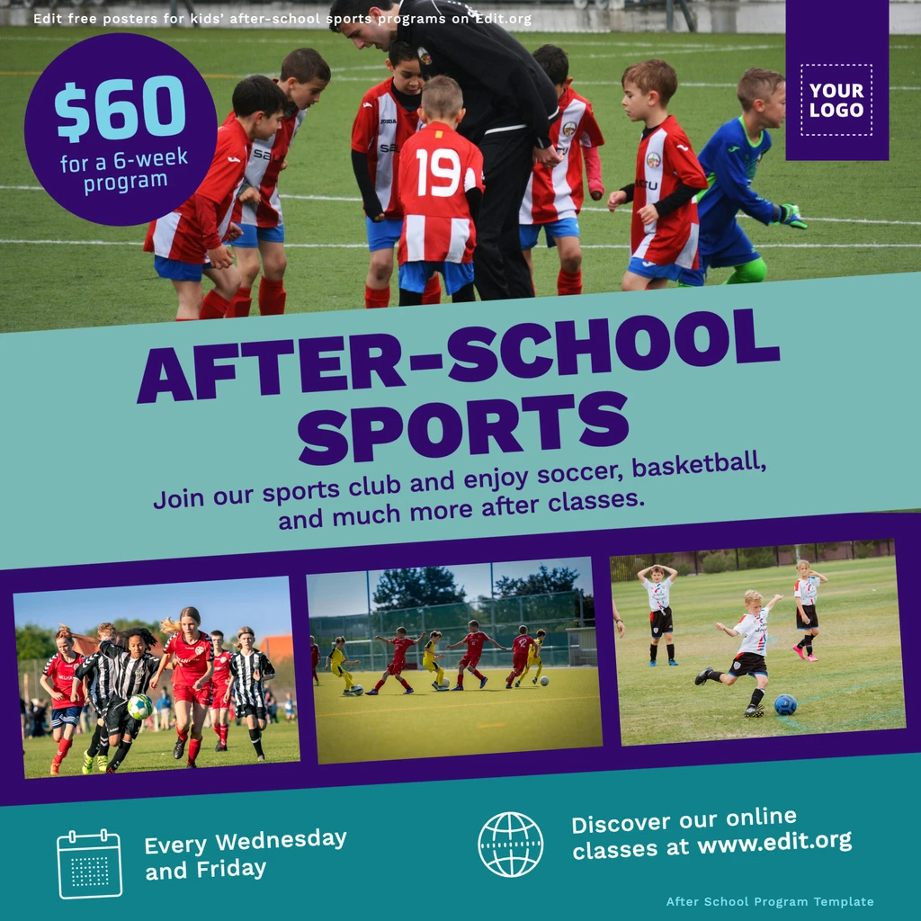 After School Sports program template for kids