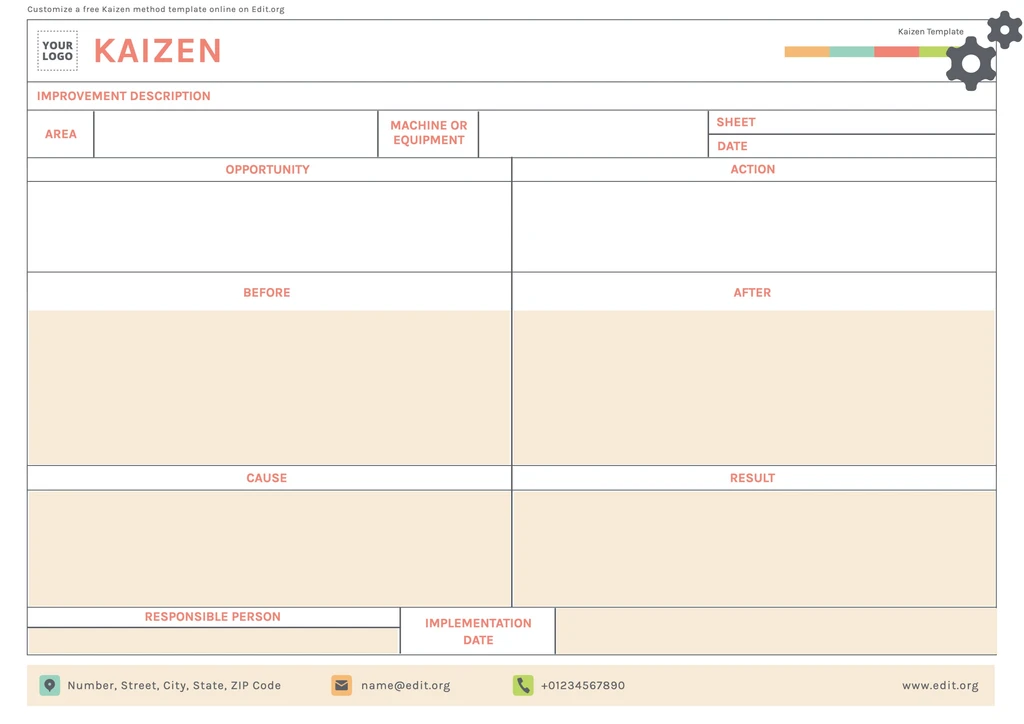 Editable Kaizen before and after template to customize online