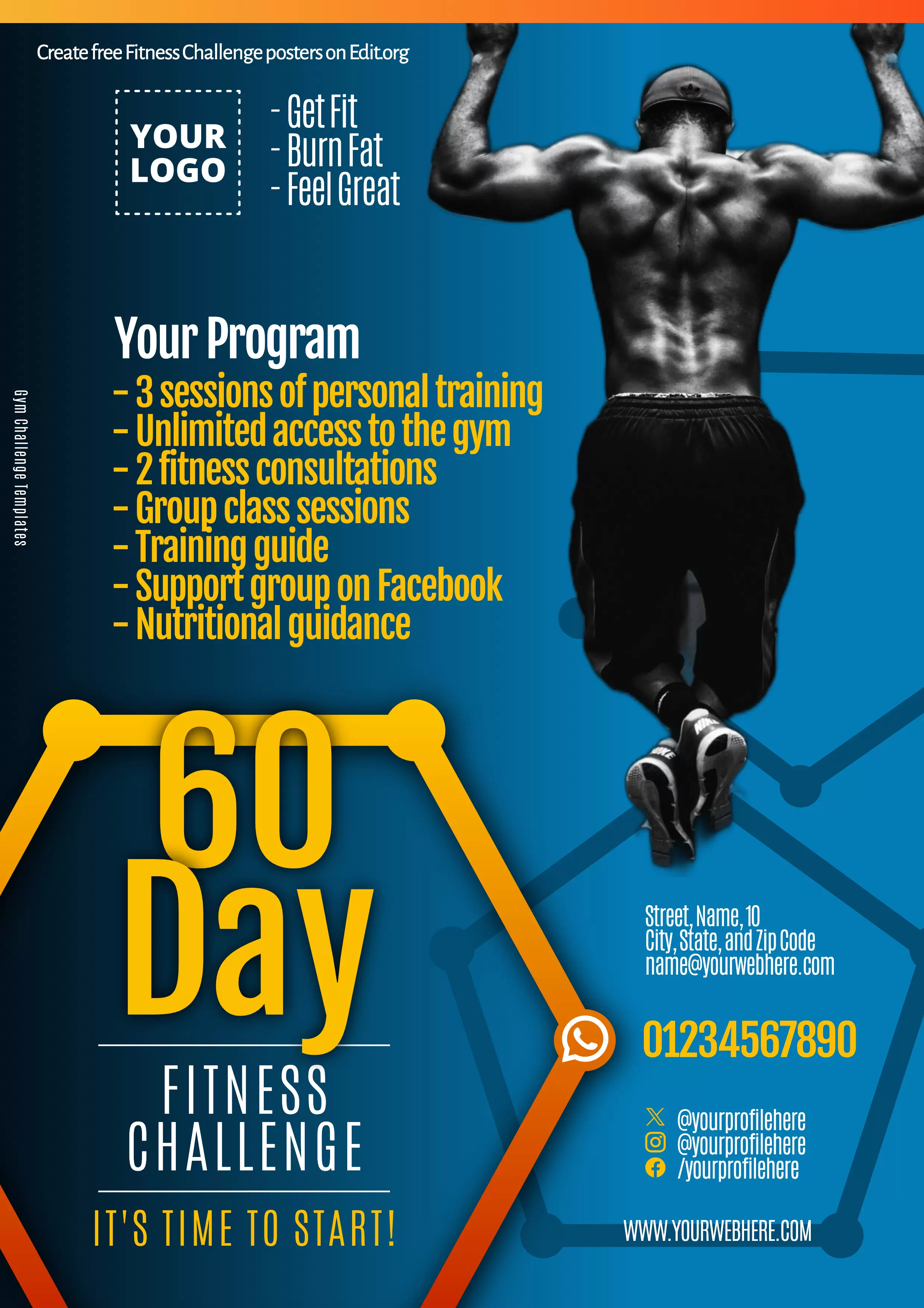 Monthly Fitness Challenge poster template to print