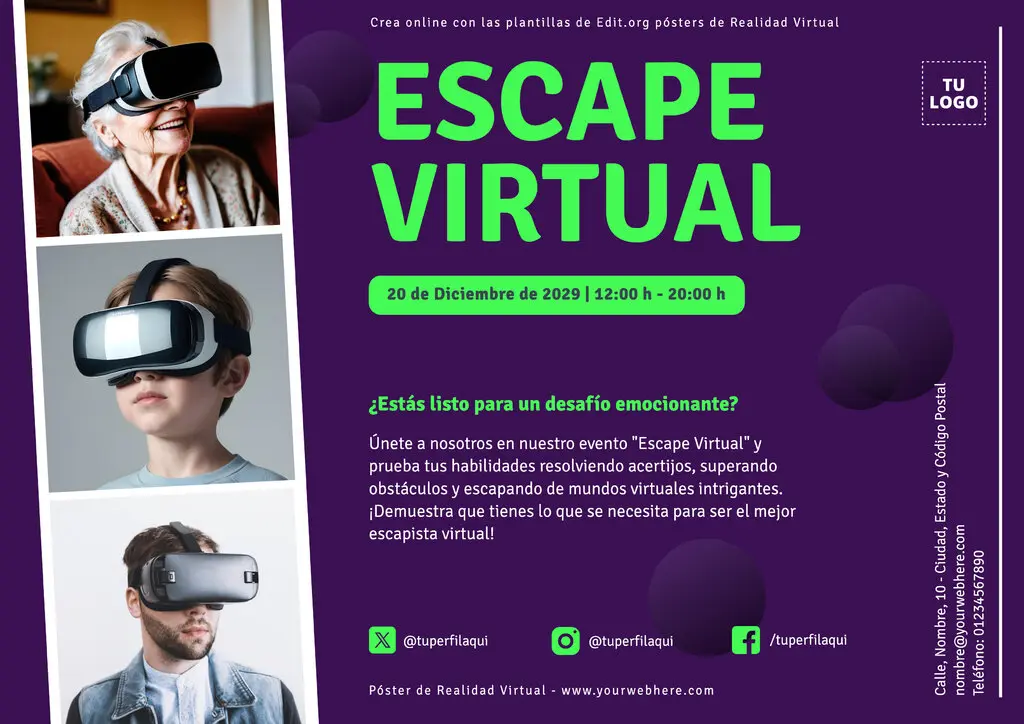 Personaliza flyers de Realidad Virtual para eventos y juegos