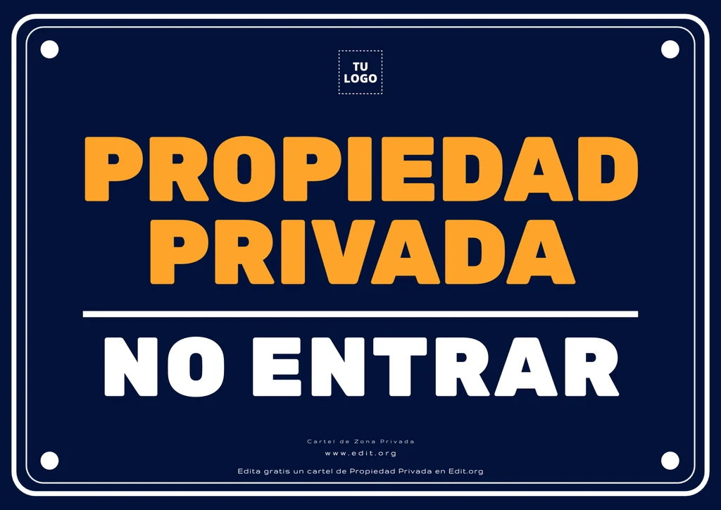 Cartel de Propiedad Privada No Pasar para editar online