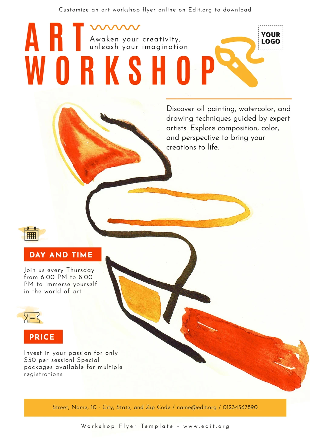 Free Art and Craft Workshop poster template to download