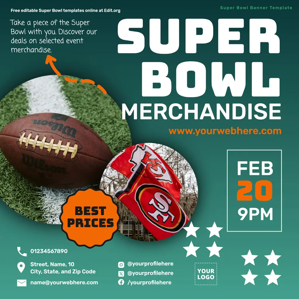 Custom Super Bowl party banner template