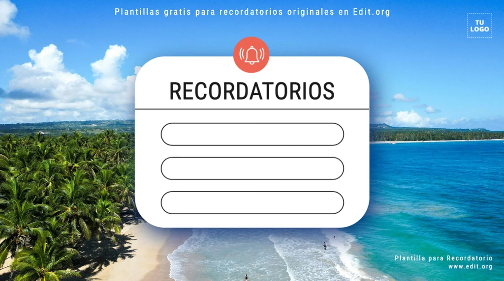 Plantilla tarjeta recordatorio para redes sociales o imprimir