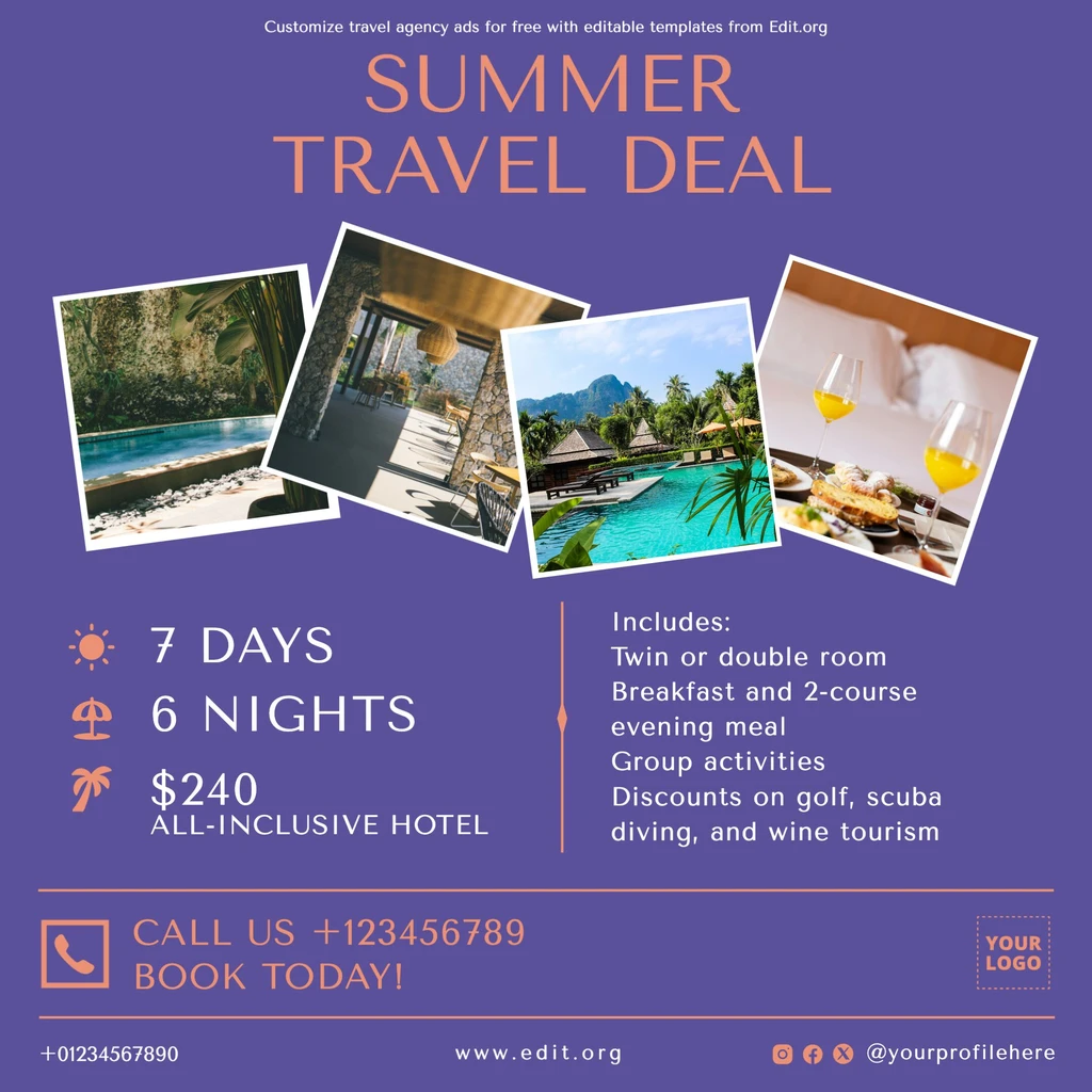 Free editable Travel Agency template for trips