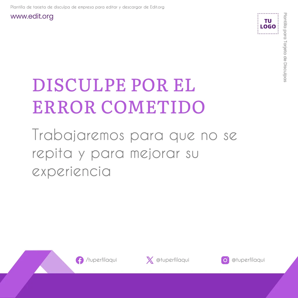 Plantilla para tarjeta de perdón para clientes gratis