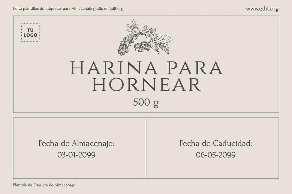 Plantillas para Etiquetas de Envases de Alimentos editables online