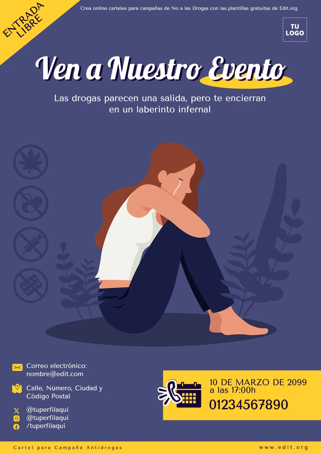 Crea una campaña antidrogas con carteles personalizables