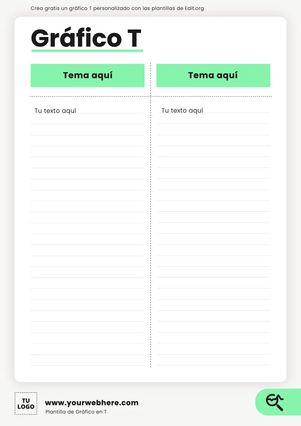 Plantilla gratis de tabla en forma T para descargar