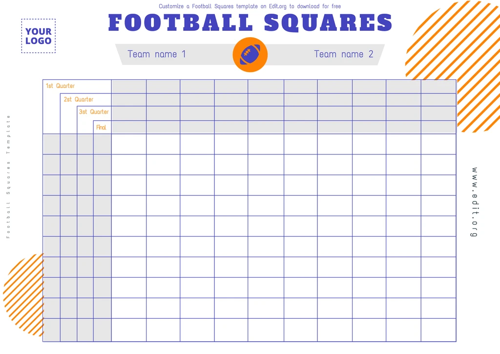 Free printable Super Bowl Squares template numbered