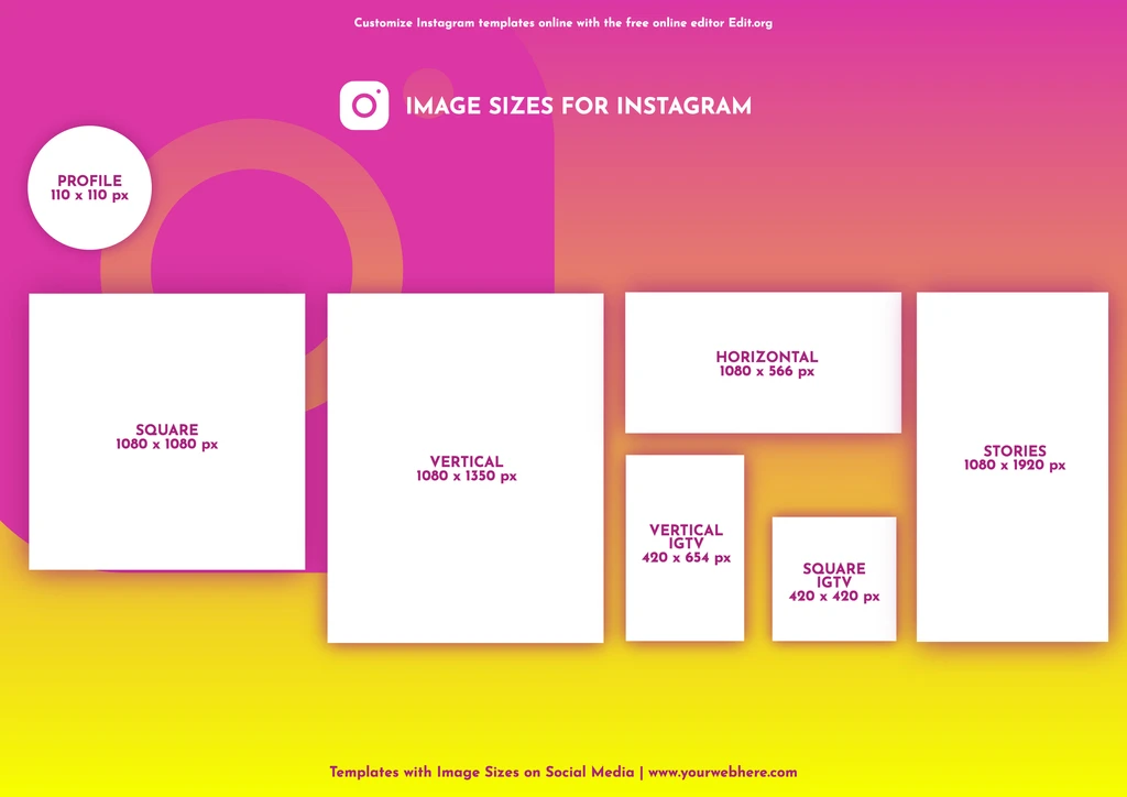 Updated Instagram image sizes sheet