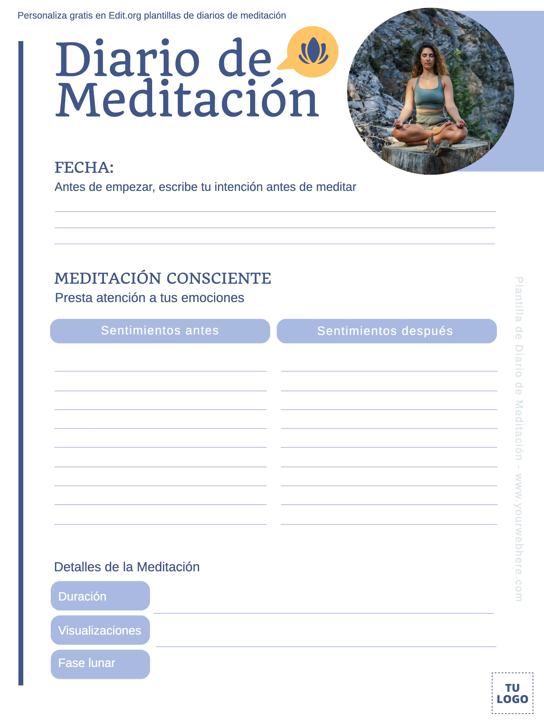 Crea un diario de meditación personalizado gratis