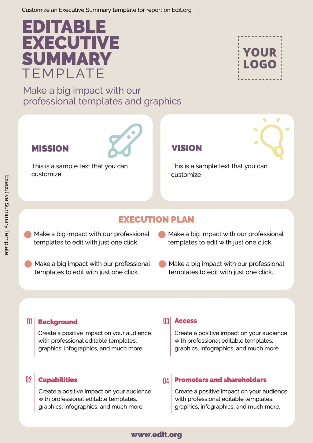 Editable weekly Executive Summary template for free