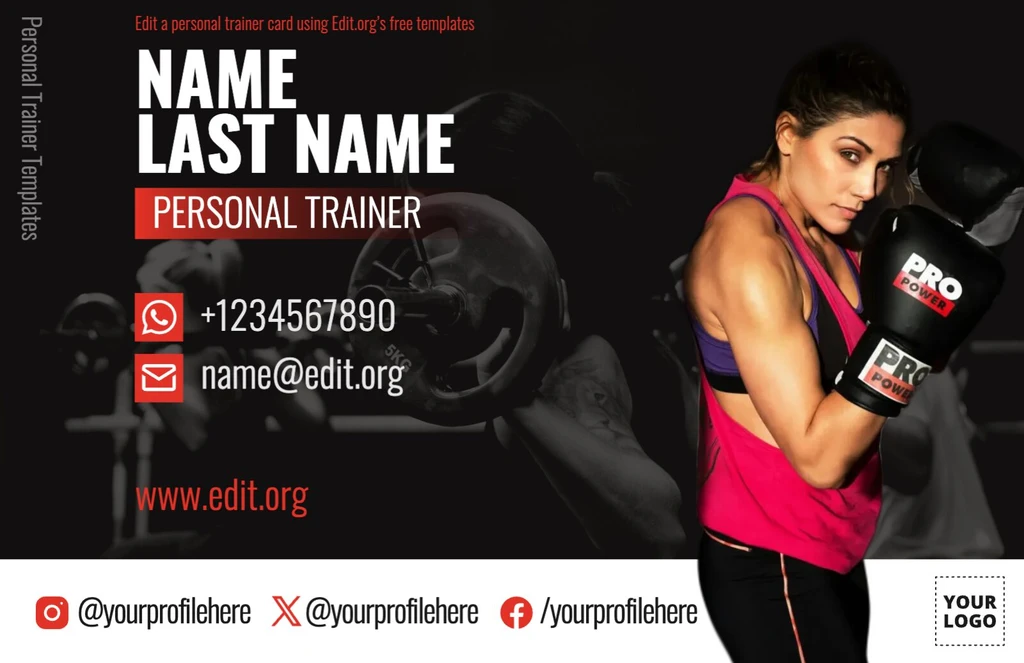 Free Fitness Trainer Visiting card design to print