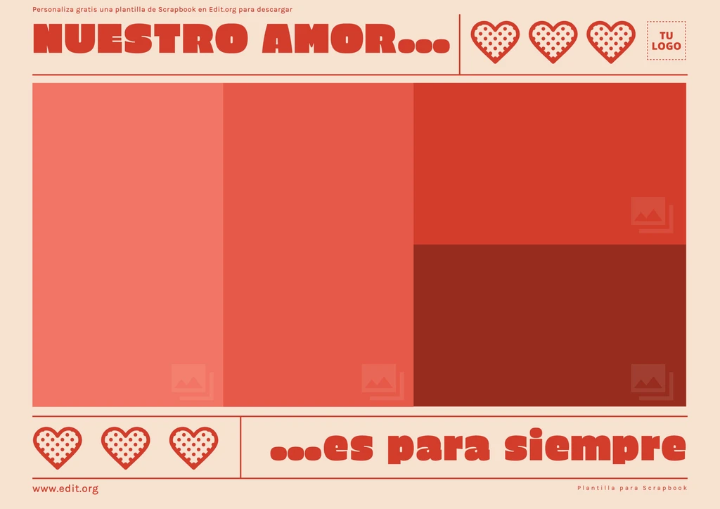 Plantilla para hacer un Scrapbook de amor editable online