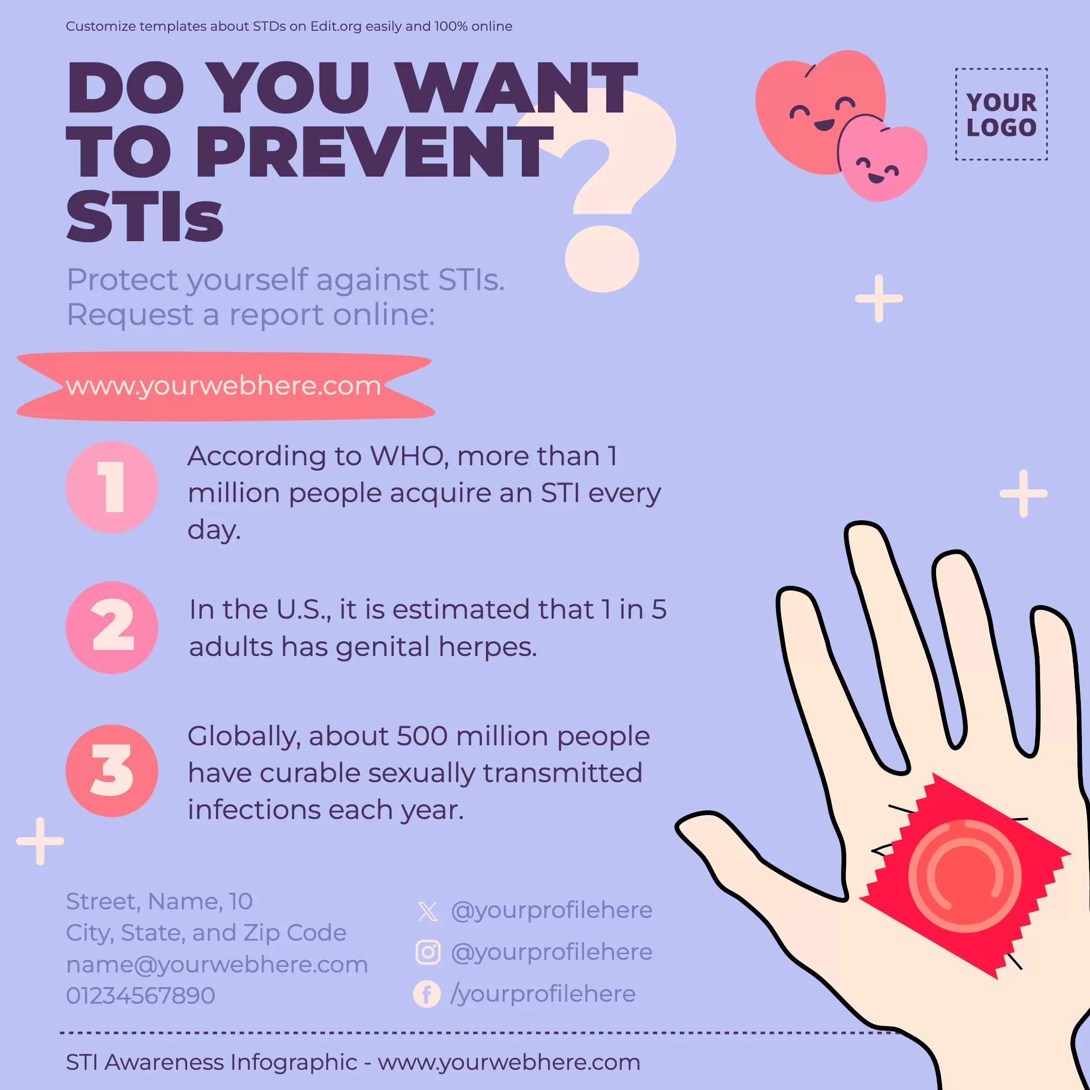 Customizable STD prevention poster template online