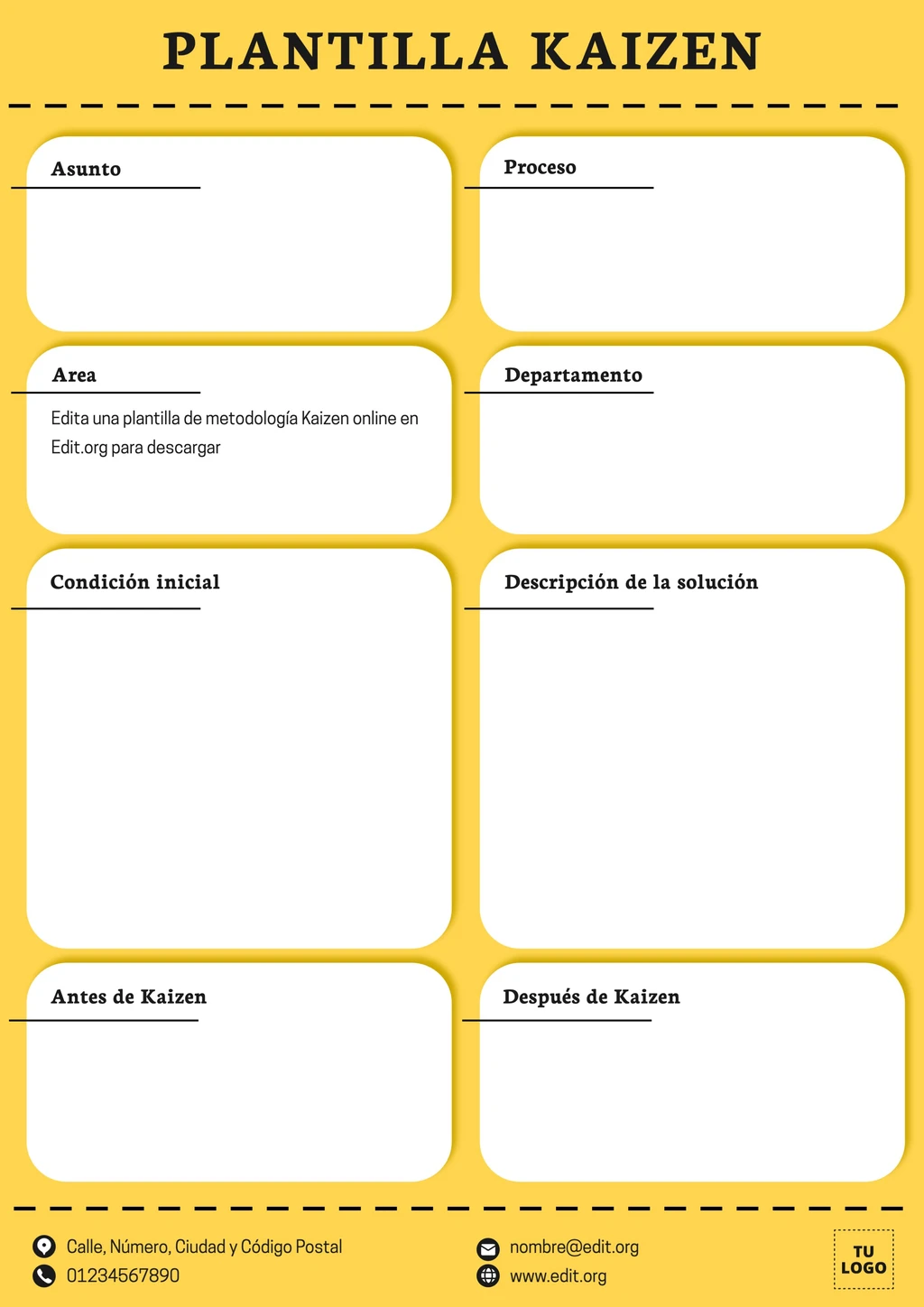Plantilla de proceso de Kaizen editable gratis