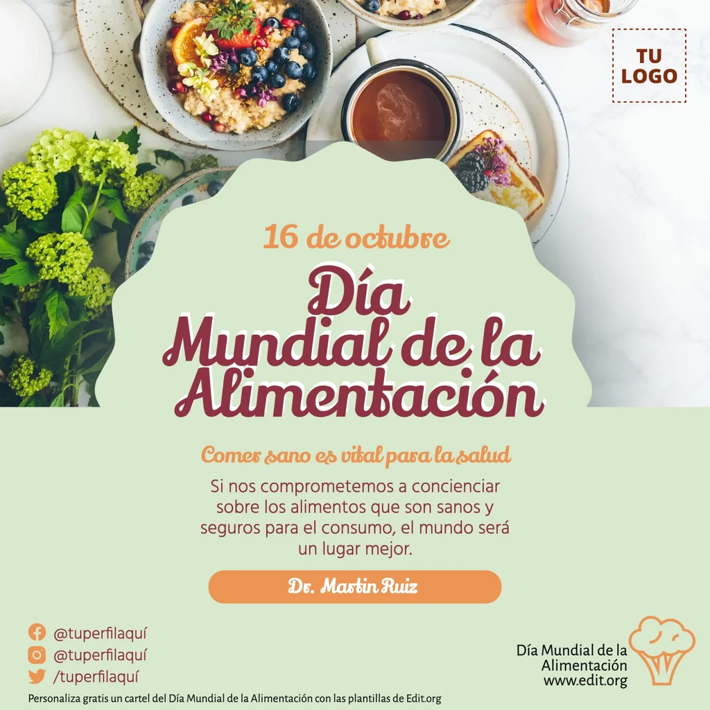 Cartel para el Día de la Alimentación Saludable personalizable gratis