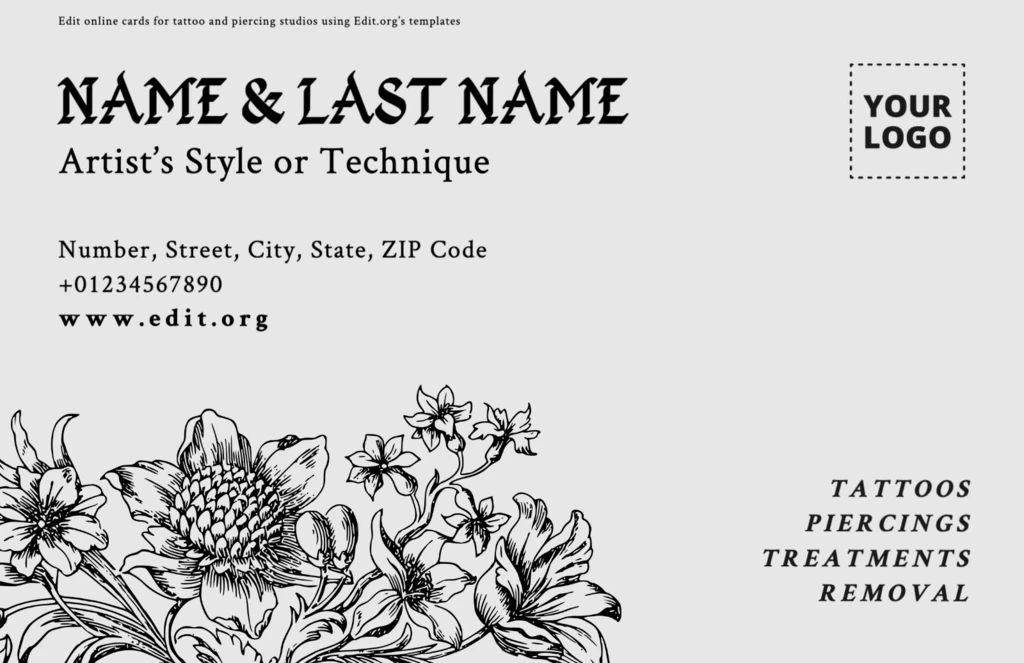 Customizable Tattoo Shop gift card template