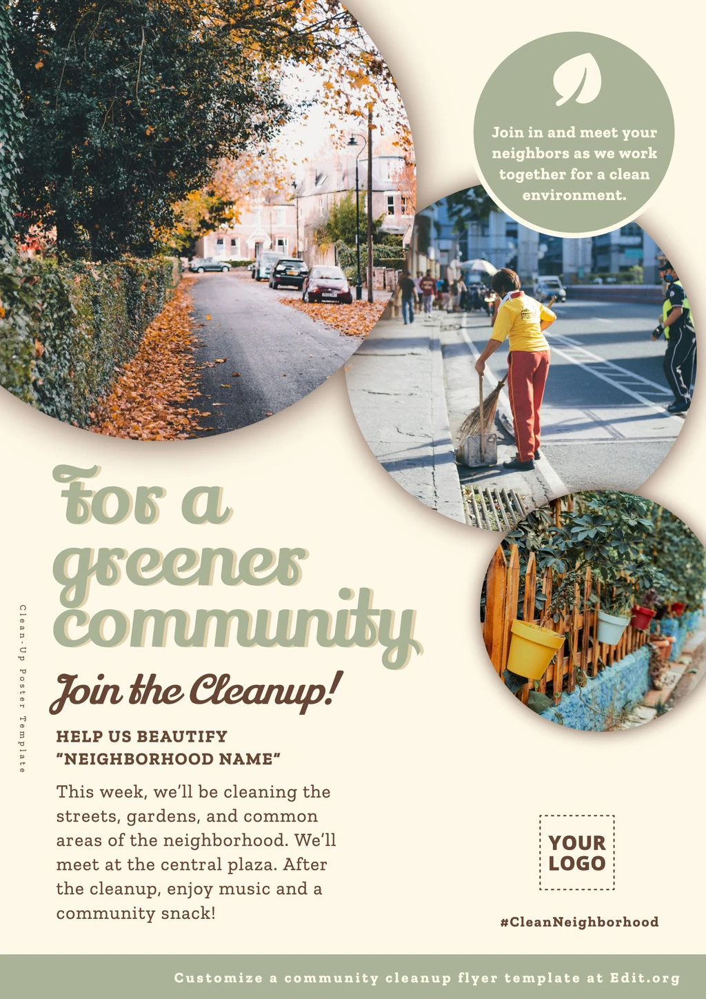 Editable Community Clean Up poster to print