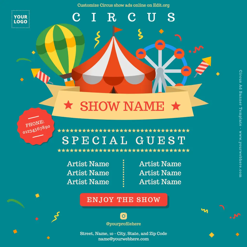 Custom Circus banner template to edit online