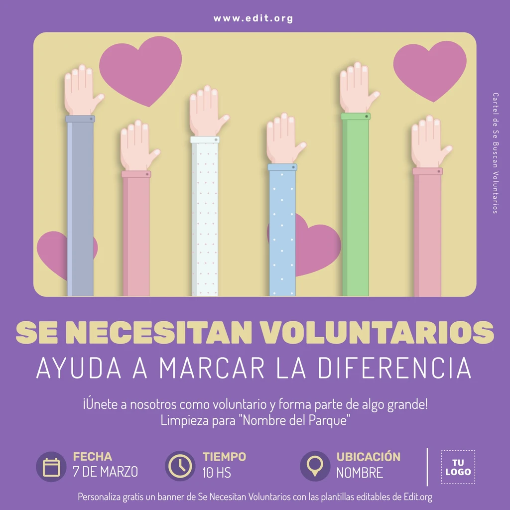 Plantilla para anuncio voluntariado editable online