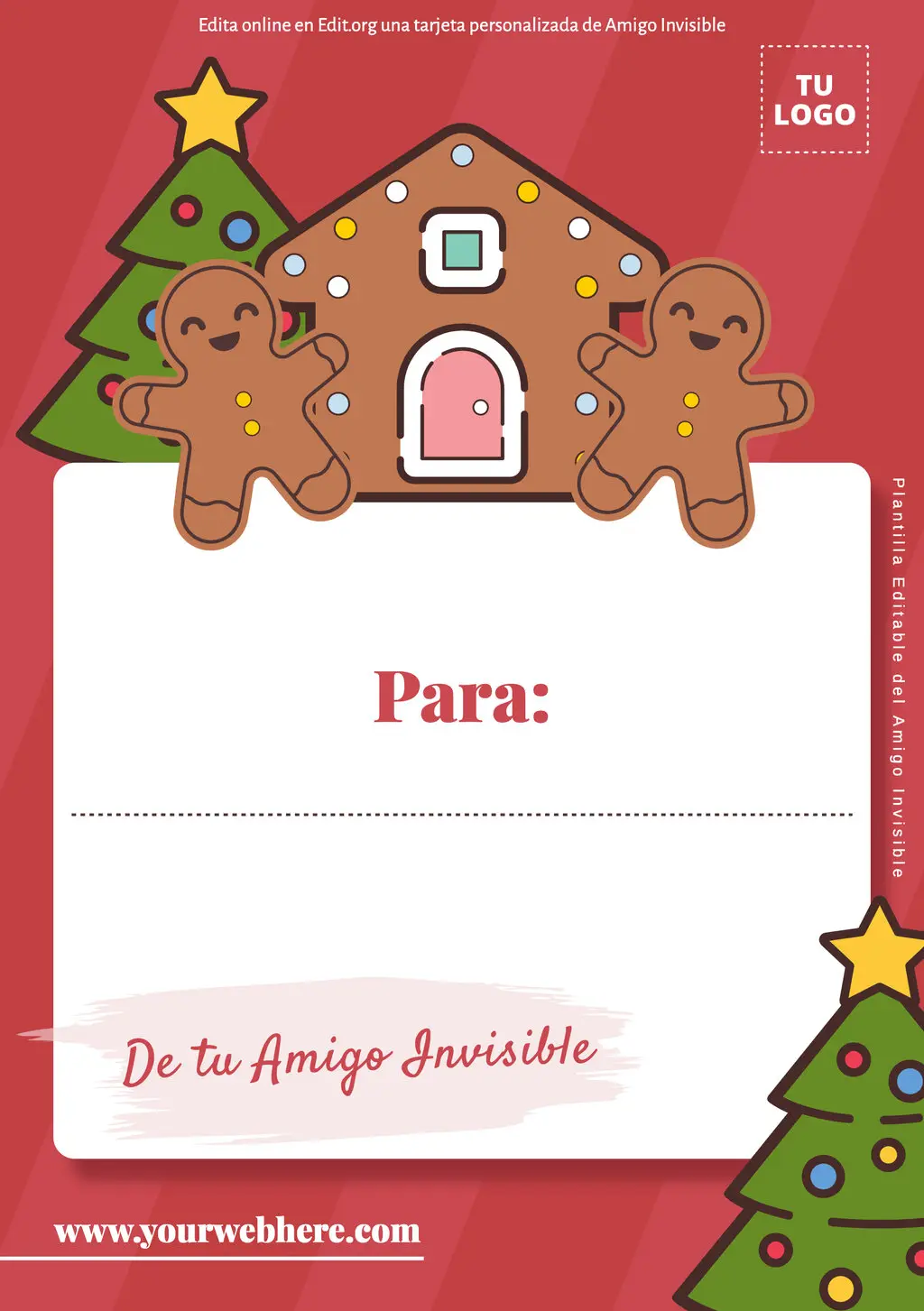 Tarjetas de Navidad Amigo Invisible para personalizar