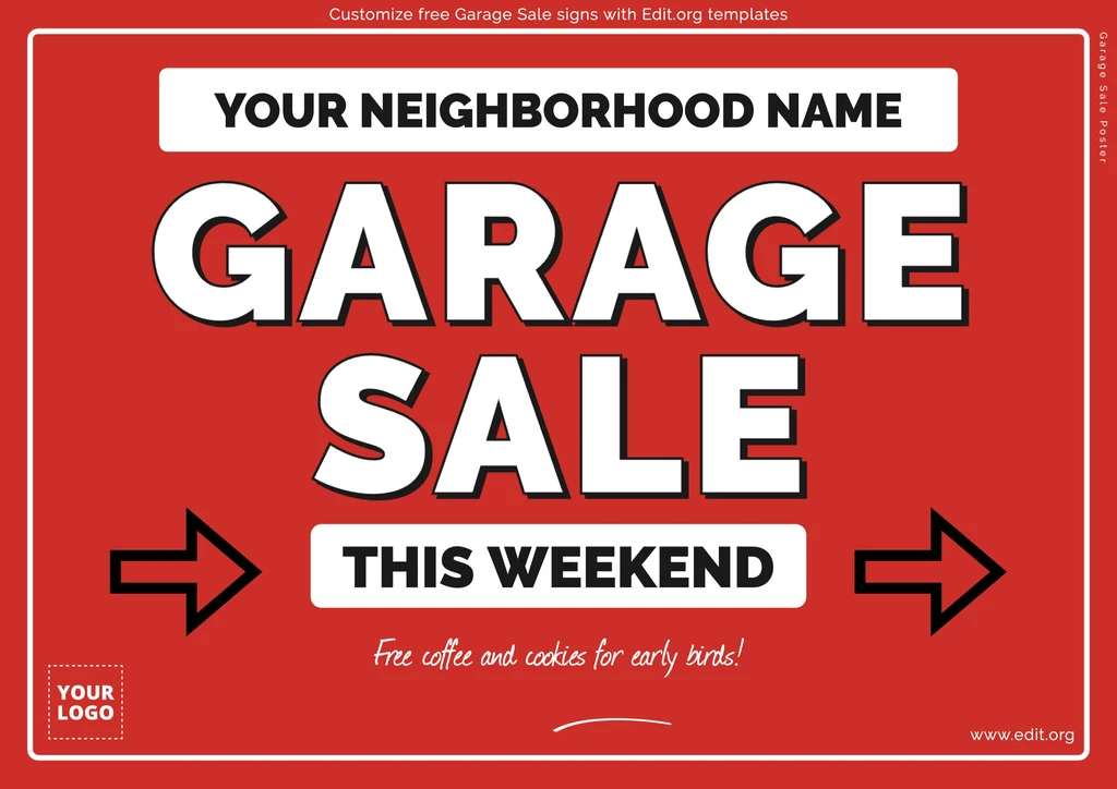 Online Garage Sale sign template to customize