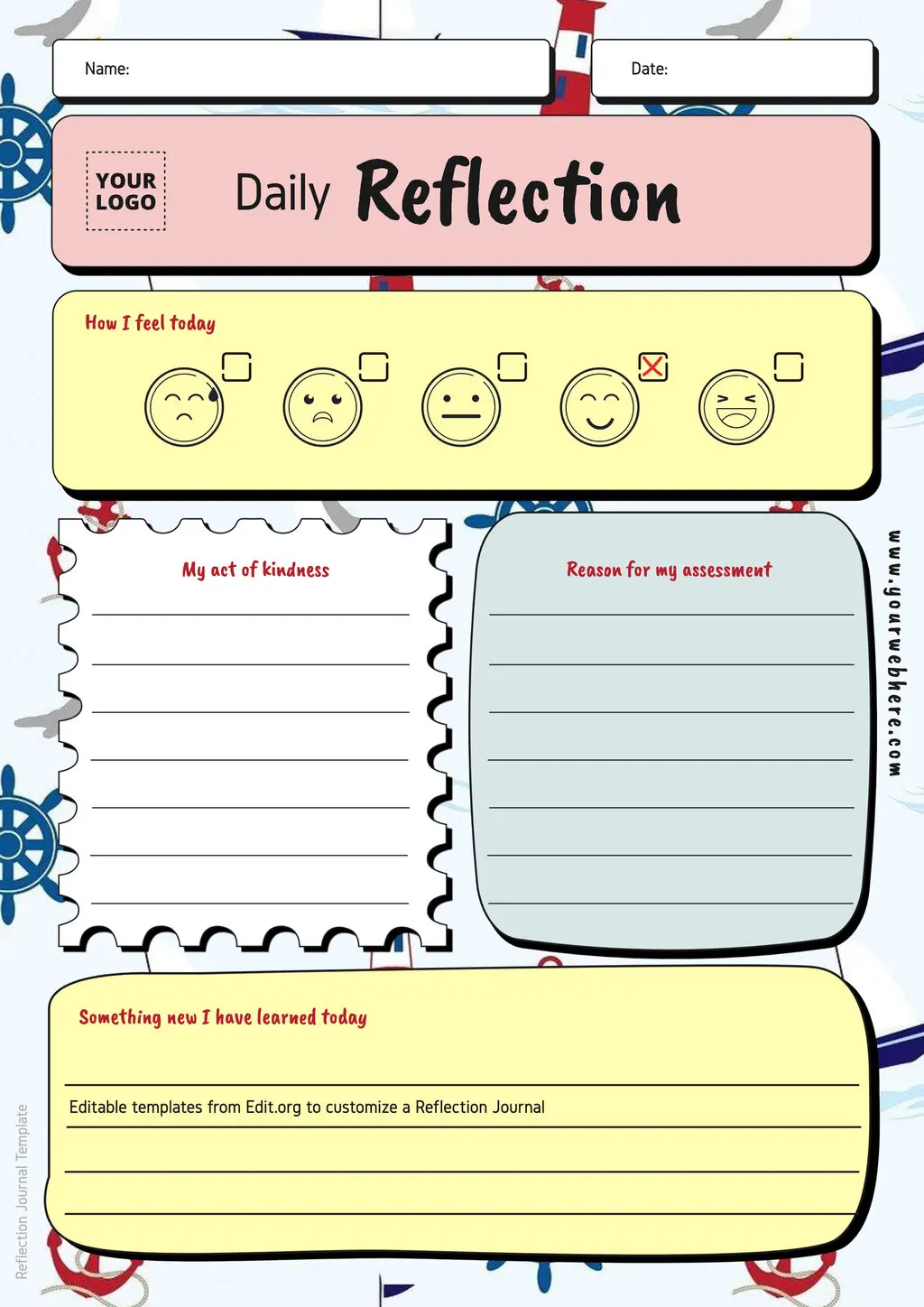 Editable Reflective Journal Notebook templates