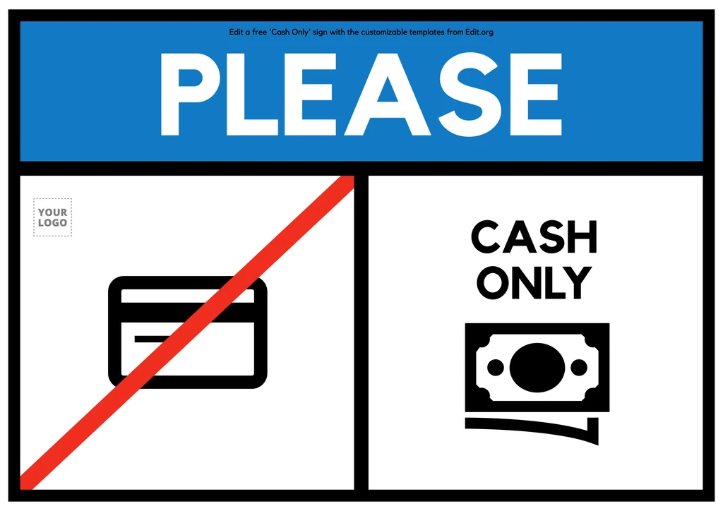 Editable No Cash on Premises sign for free